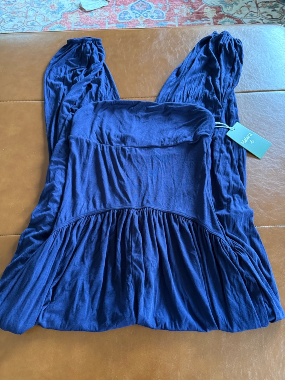 Halara NWT Small Strapless Backless Navy Wide-Leg Jumpsuit Pockets - Picture 3 of 4